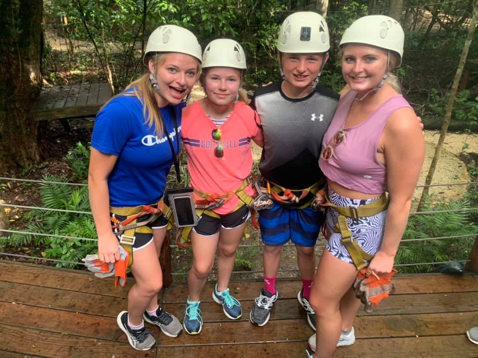 photo of my siblings and I in Mexico going ziplining