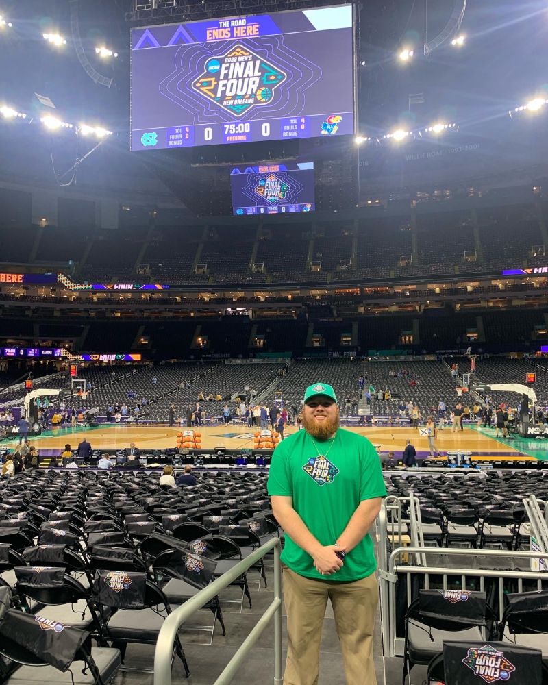 this a photo of me working the Final Four