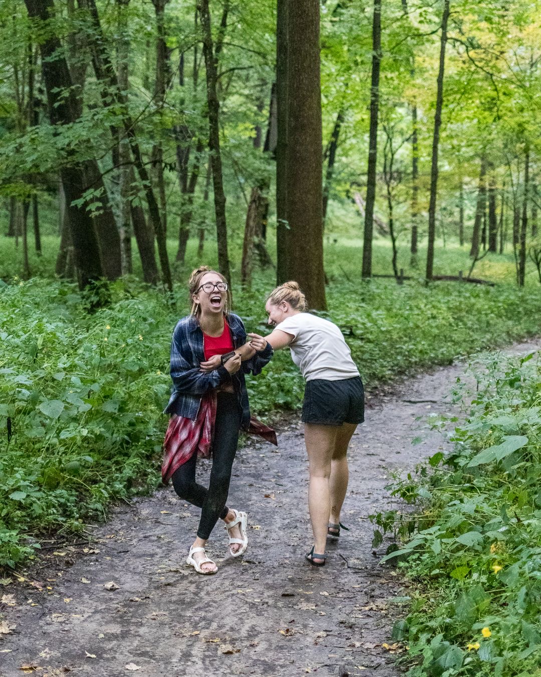 Kasandra Kucharczyk hiking at Maquoketa Caves 