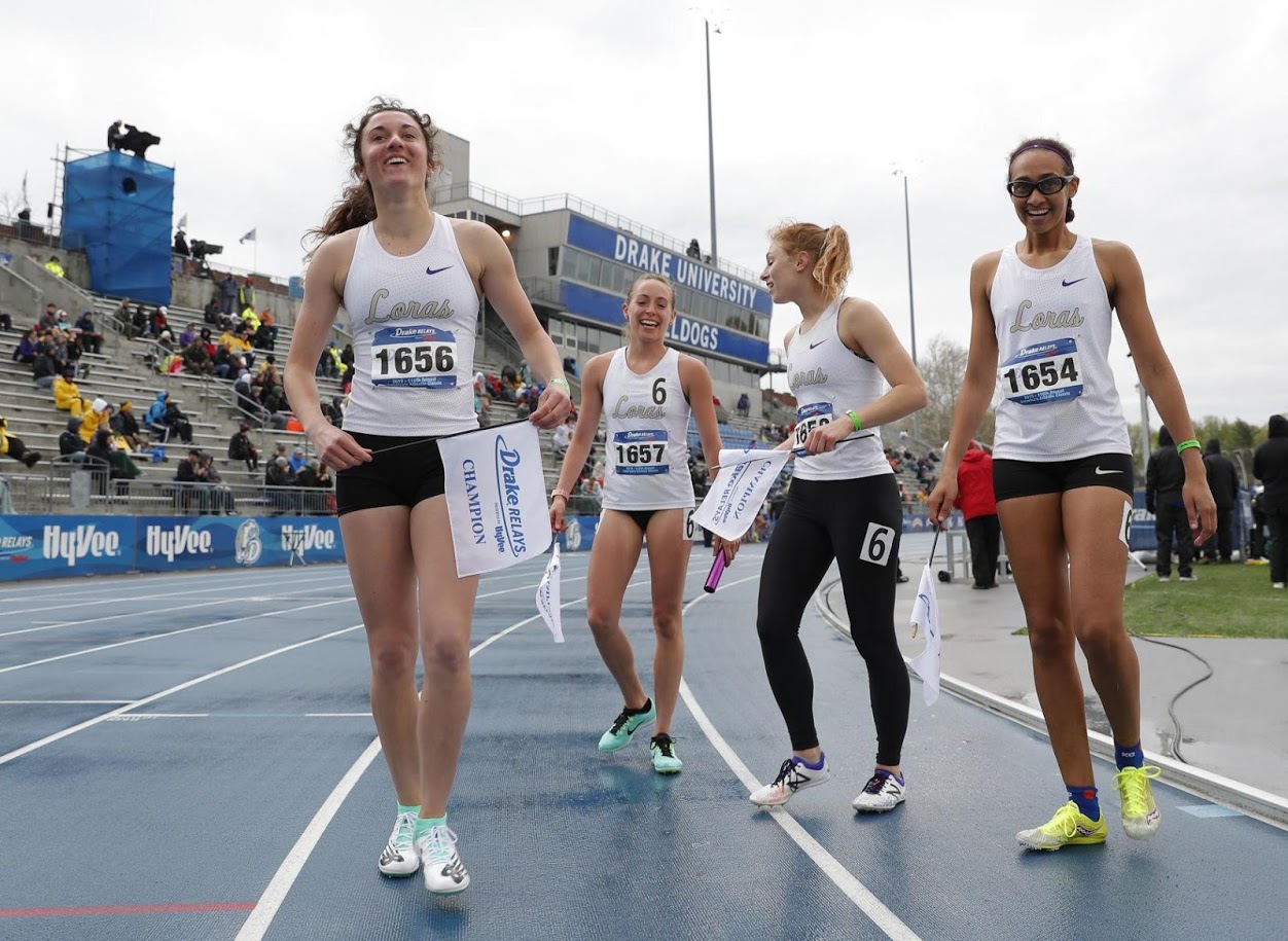 Here is a picture of the Loras Distance Medley Relay after winning the Drake Relays 2019.