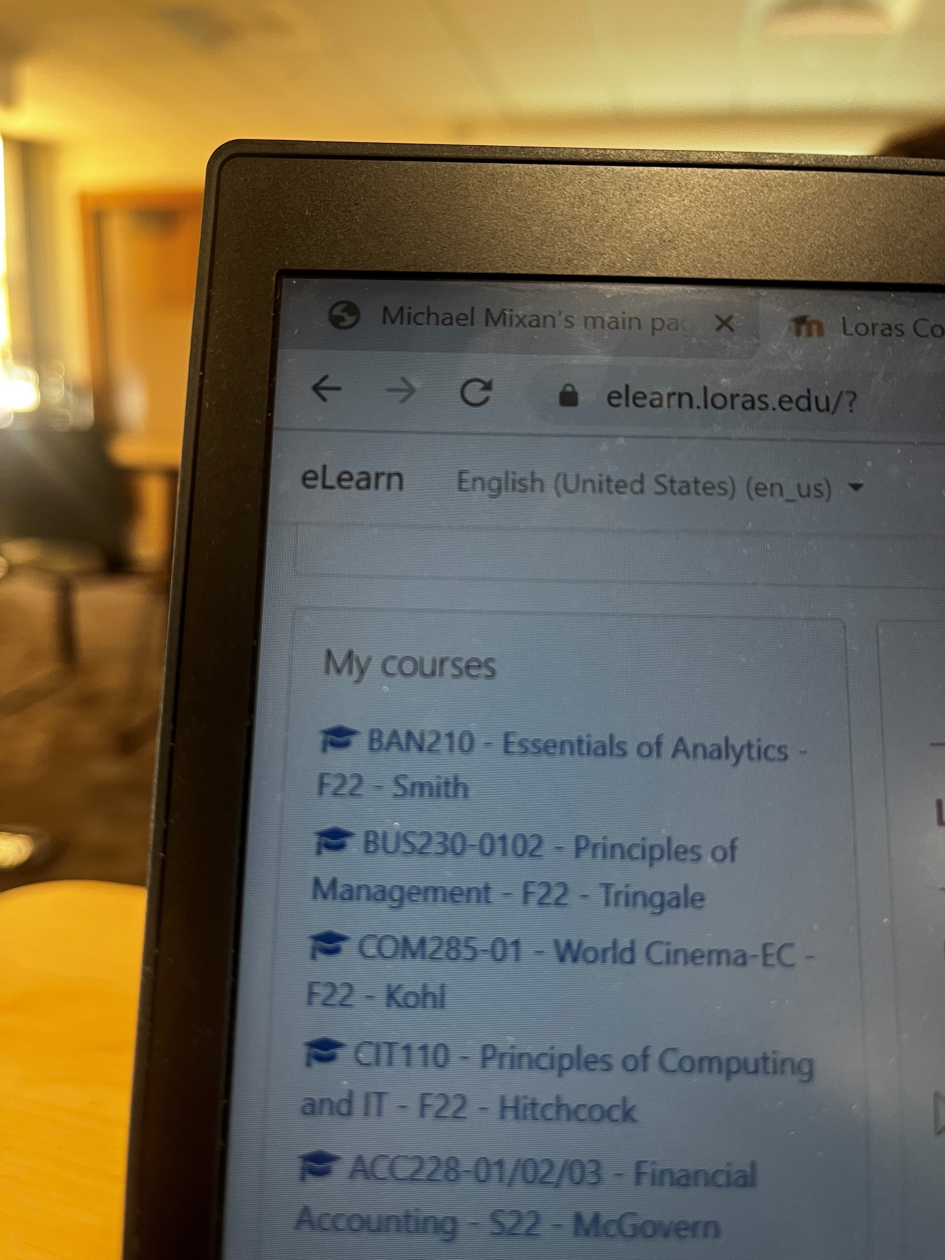 this is a photo of the courses I am currently enrolled in.