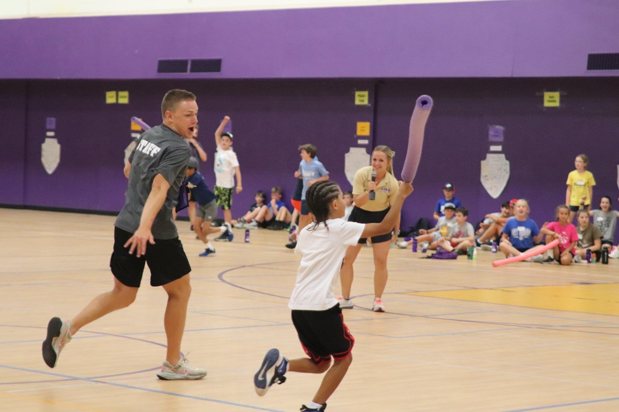 Running with a noodle at camp