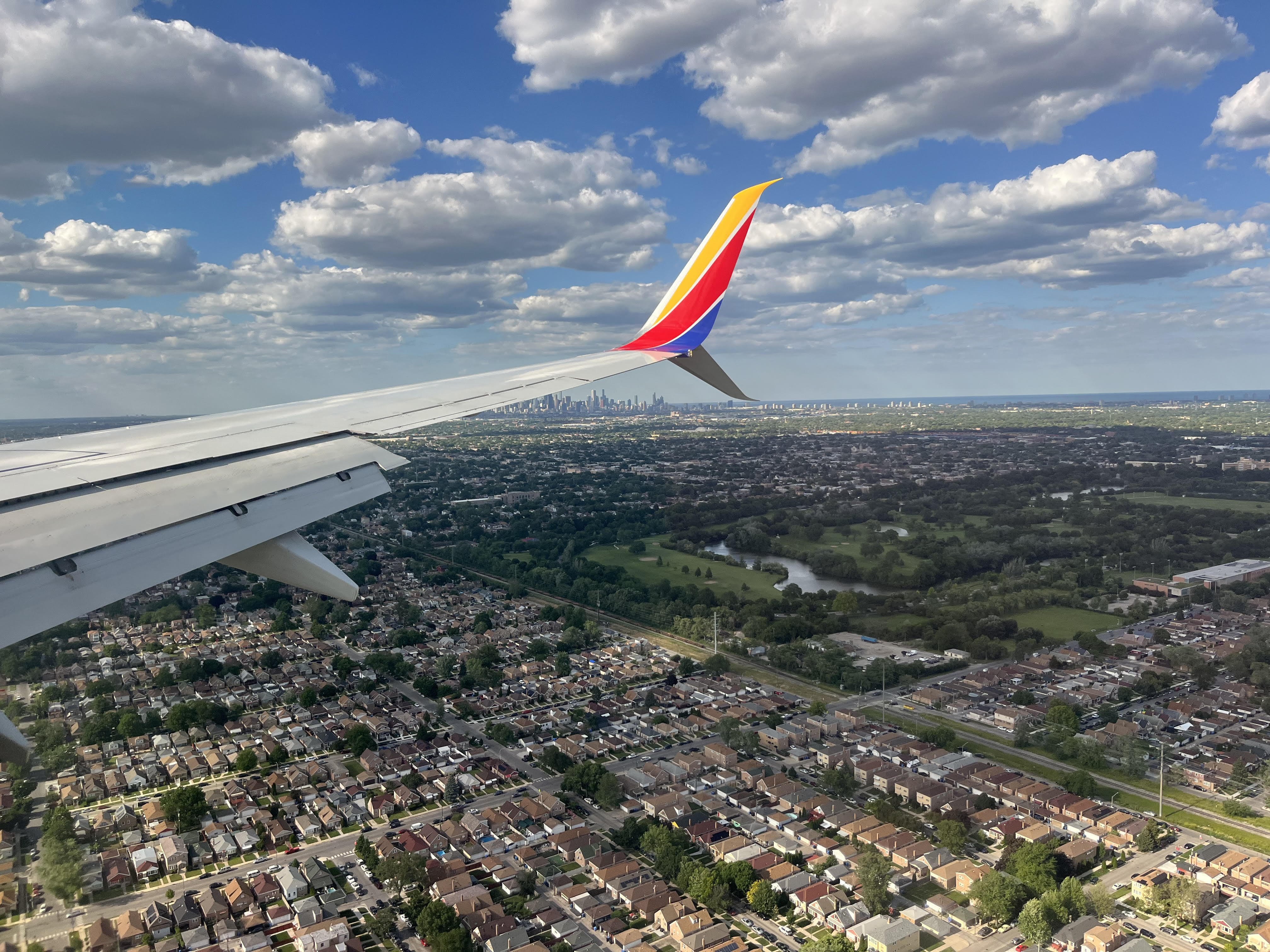 photo of Chicago skyline from plane POV