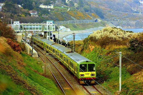 DART train along the East coast of Ireland