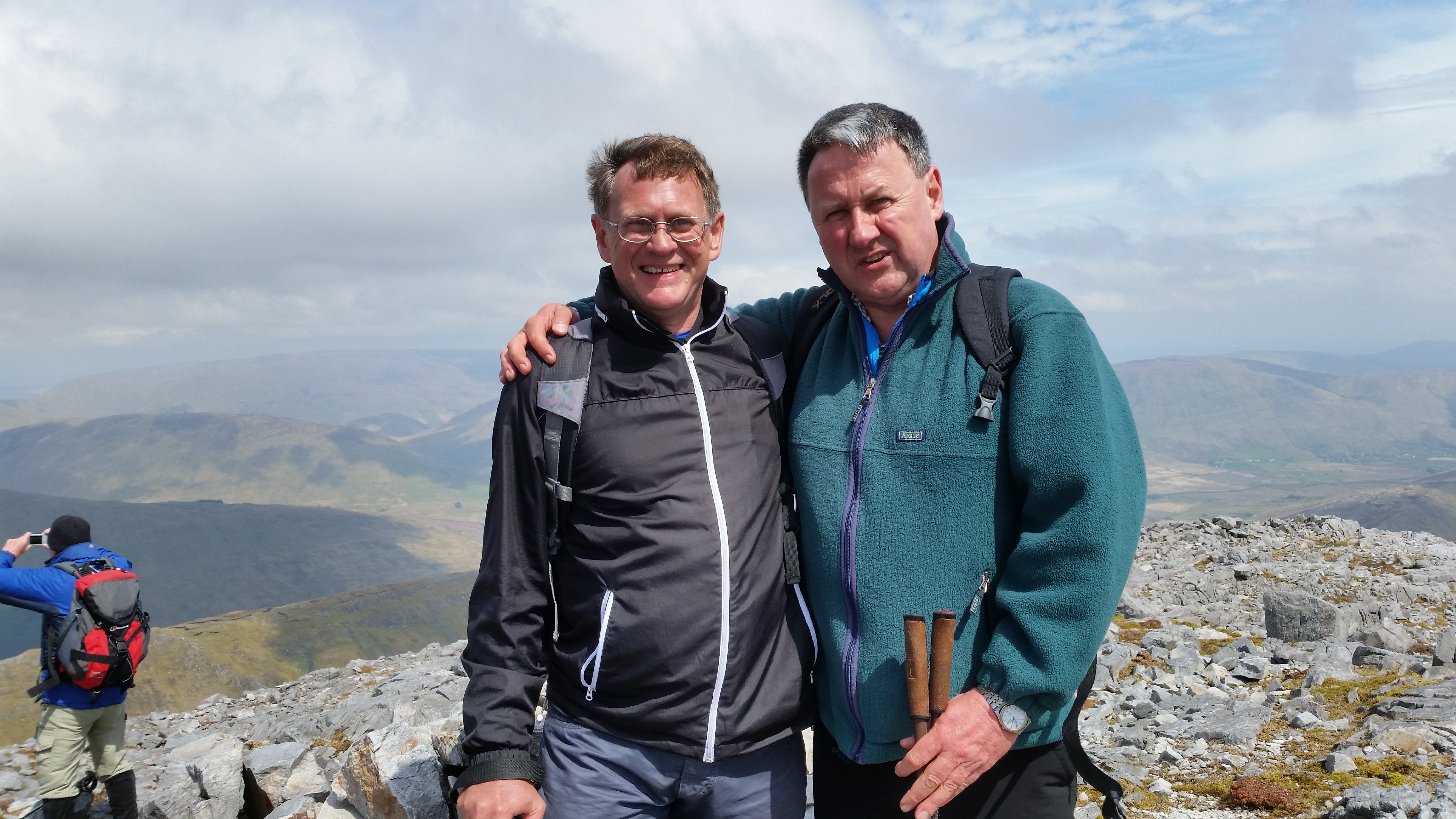 Kevin & Barry hiking in the Maumturk Mountains in western Ireland