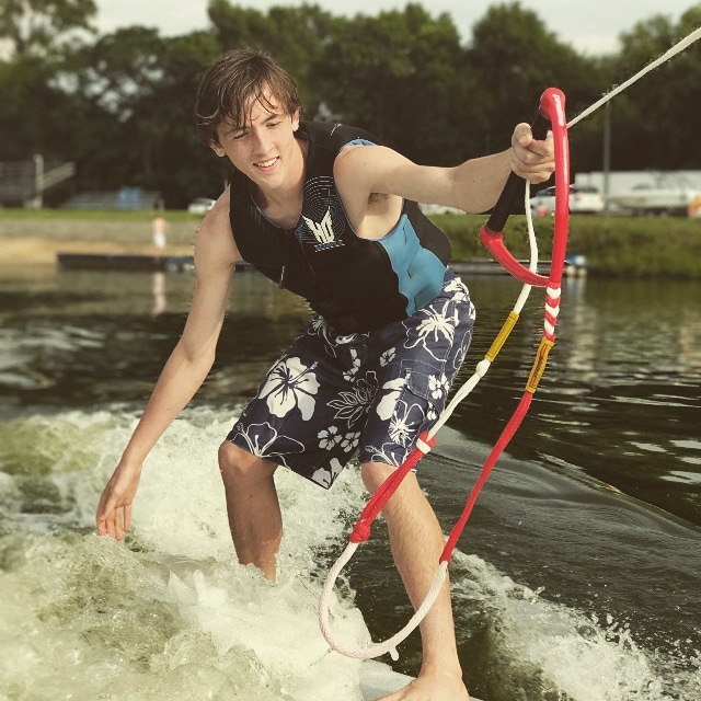 This is a photo of me wakesurfing.