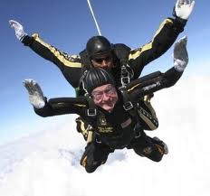 photo of former Pres. Bush skydiving