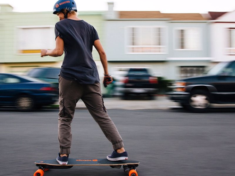 jack riding his electric skateboard